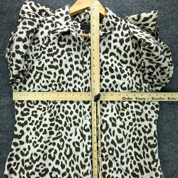 J Crew Shirt Womens 10 Brown Button Up Linen Blend Long Sleeve Breathable - Picture 9 of 15